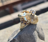 14k gold diamond and sapphire WHALE estate ring band