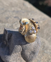 14k gold diamond and sapphire WHALE estate ring band