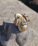 14k gold diamond and sapphire WHALE estate ring band