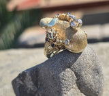 14k gold diamond and sapphire WHALE estate ring band