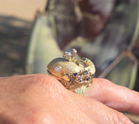14k gold diamond and sapphire WHALE estate ring band
