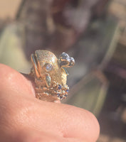 14k gold diamond and sapphire WHALE estate ring band