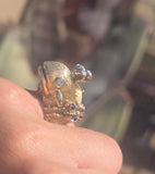 14k gold diamond and sapphire WHALE estate ring band