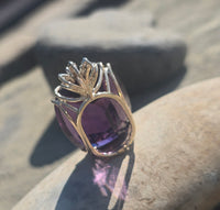 14k gold amethyst and diamond estate necklace pendant