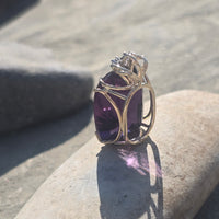 14k gold amethyst and diamond estate necklace pendant