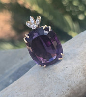 14k gold amethyst and diamond estate necklace pendant