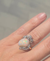 Platinum & 18k yellow gold opal and diamond  estate ring
