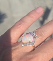 Platinum & 18k yellow gold opal and diamond  estate ring