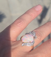 Platinum & 18k yellow gold opal and diamond  estate ring