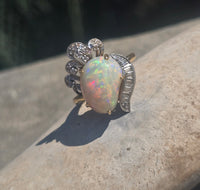 Platinum & 18k yellow gold opal and diamond  estate ring