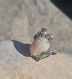 Platinum & 18k yellow gold opal and diamond  estate ring