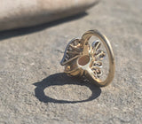 Platinum & 18k yellow gold opal and diamond  estate ring