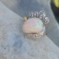 Platinum & 18k yellow gold opal and diamond  estate ring