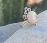 Platinum & 18k yellow gold opal and diamond  estate ring