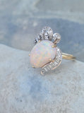 Platinum & 18k yellow gold opal and diamond  estate ring