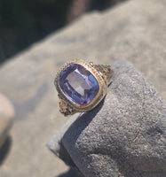 14k gold created alexandrite filigree antique ring