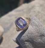 14k gold created alexandrite filigree antique ring