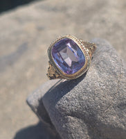 14k gold created alexandrite filigree antique ring