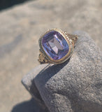 14k gold created alexandrite filigree antique ring
