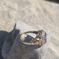 14k gold created alexandrite filigree antique ring