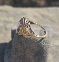 14k gold created alexandrite filigree antique ring