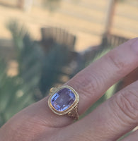 14k gold created alexandrite filigree antique ring