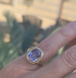 14k gold created alexandrite filigree antique ring