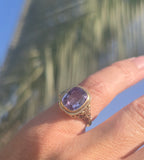 14k gold created alexandrite filigree antique ring