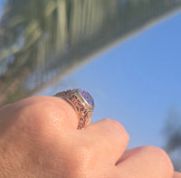 14k gold created alexandrite filigree antique ring