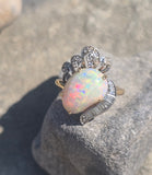 Platinum & 18k yellow gold opal and diamond  estate ring