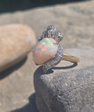 Platinum & 18k yellow gold opal and diamond  estate ring