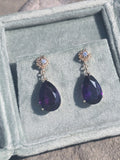14k gold amethyst and diamond estate earrings