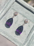 14k gold amethyst and diamond estate earrings