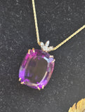 14k gold amethyst and diamond estate necklace pendant