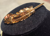 18k gold & platinum two tone diamond feather brooch pin - French hallmarks