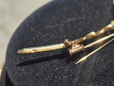 18k gold & platinum two tone diamond feather brooch pin - French hallmarks