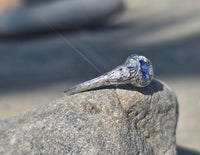 platinum Deco c.1920's filigree blue sapphire and diamond estate ring