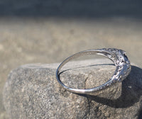platinum Deco c.1920's filigree blue sapphire and diamond estate ring