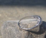platinum Deco c.1920's filigree blue sapphire and diamond estate ring