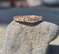 14k rose gold 2.2mm round and baguette diamond eternity band - size 7.5 NEW