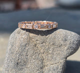 14k rose gold 2.2mm round and baguette diamond eternity band - size 7.5 NEW