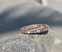 14k rose gold 2.2mm round and baguette diamond eternity band - size 7.5 NEW