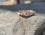 14k rose gold 2.2mm round and baguette diamond eternity band - size 7.5 NEW