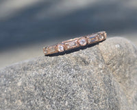 14k rose gold 2.2mm round and baguette diamond eternity band - size 7.5 NEW