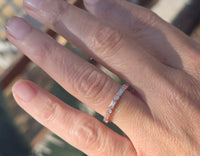 14k rose gold 2.2mm round and baguette diamond eternity band - size 7.5 NEW