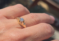 14k gold old mine cut diamond solitaire antique estate ring - apx .30ct