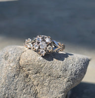 10k gold old mine and rose cut diamond antique cluster ring