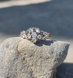 10k gold old mine and rose cut diamond antique cluster ring