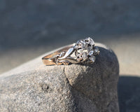 10k gold old mine and rose cut diamond antique cluster ring