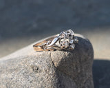 10k gold old mine and rose cut diamond antique cluster ring